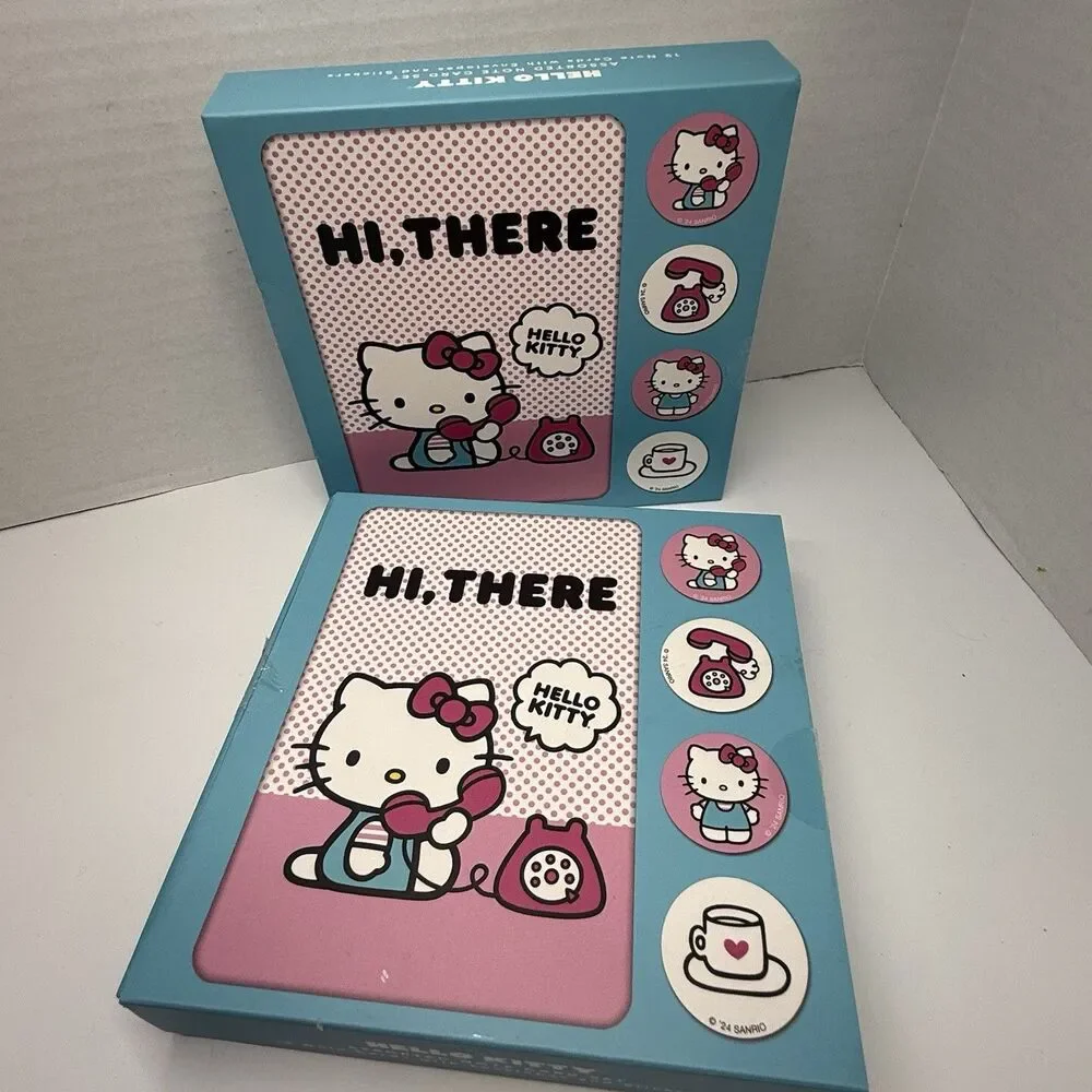 Hello Kitty 2 Pack Of 12 Bundle Note Card Set 25 Total Hi There Note Cards New